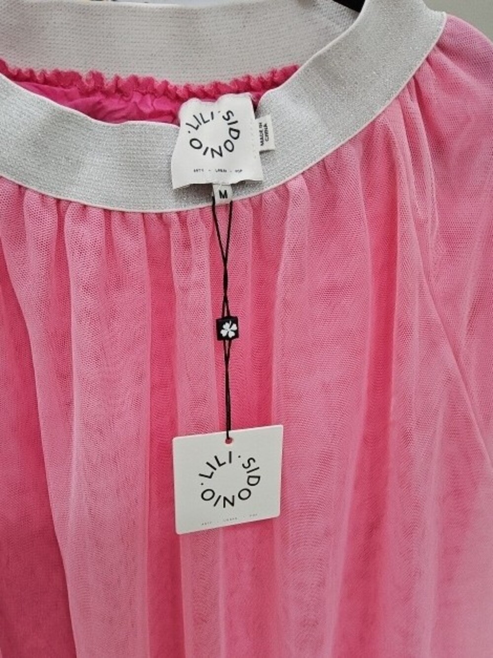 Women's Pink Layered Tulle Skirt with Elastic Waistband - Picture 2 of 2